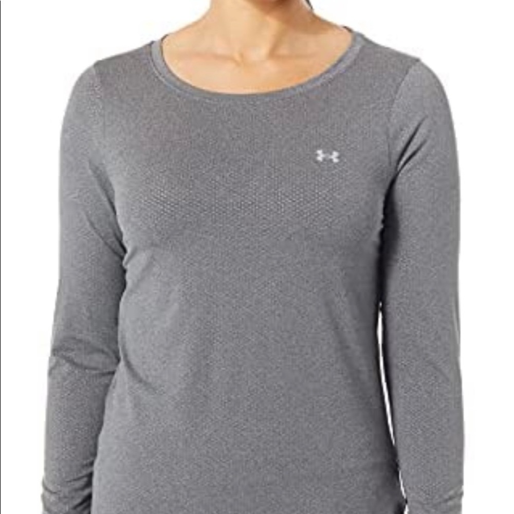 EUC UNDER ARMOUR WOMEN’S HEATGEAR LONG SLEEVE SHIRT HEATHERED GREY Sz XS/S